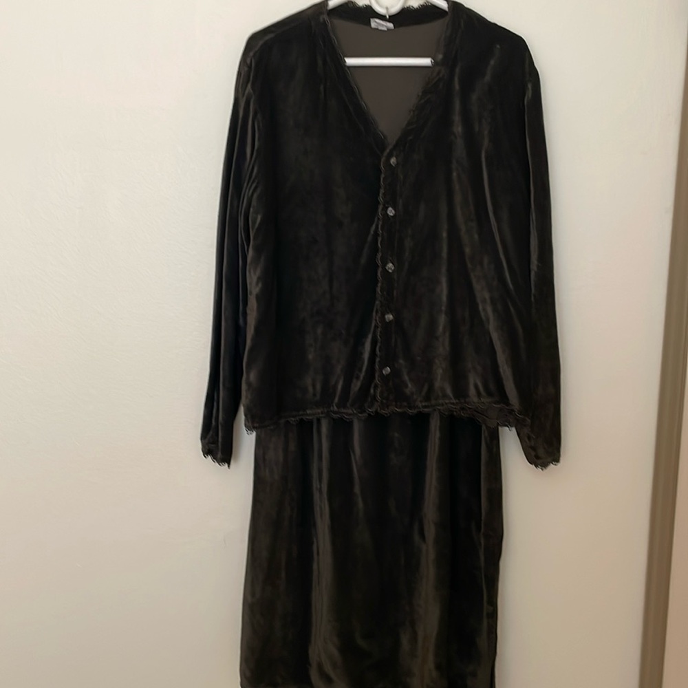 CP Shades Velvet Top with Lace Edging and Matching Skirt